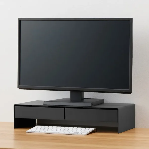Wide Steel Monitor Stand with Dual Drawers - Image 9