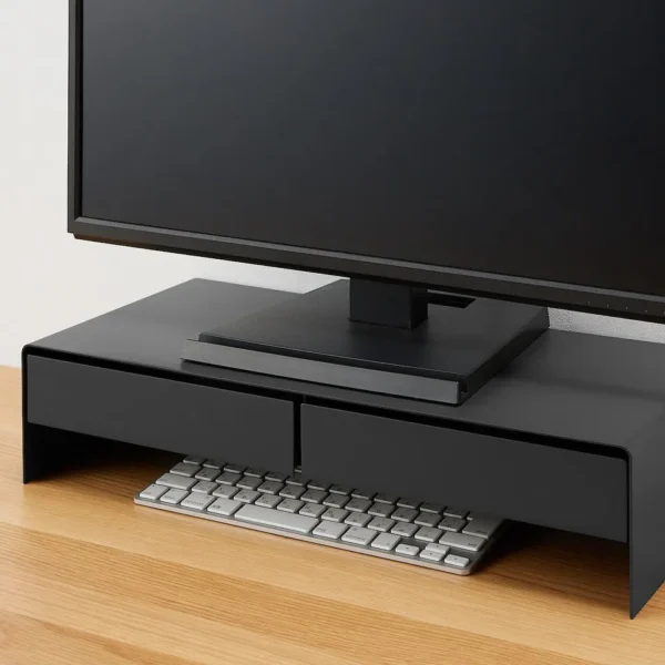 Wide Steel Monitor Stand with Dual Drawers - Image 7
